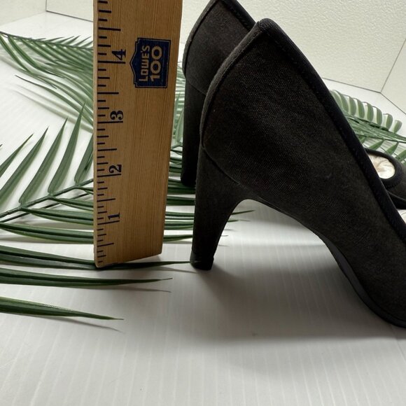 Lori Goldstein Pumps Black Washed Linen LI YARROW Size 5.5 Pointed Toe Heels - Picture 10 of 12